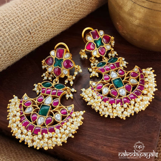 Pearled Kundan Floral Chandbali (Ge8988)