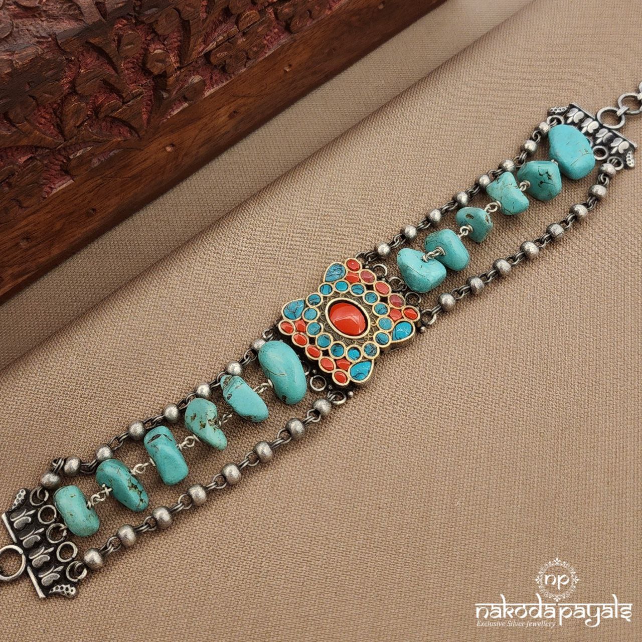 Turquoise Stone Coral  Choker  (N11279)