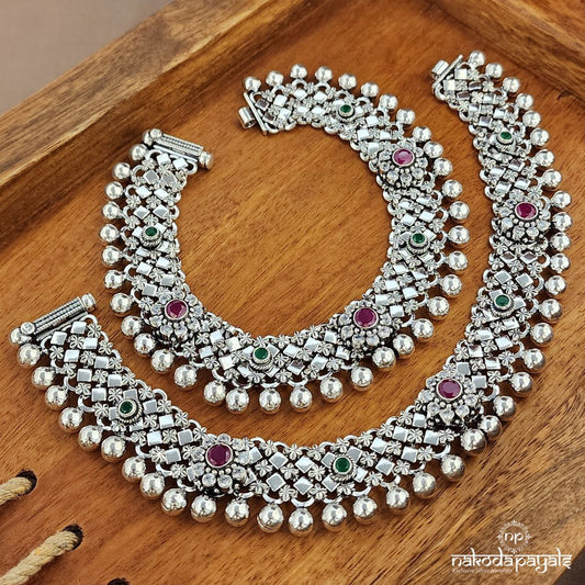 Oxidised Ball Drop Anklets (A6671)