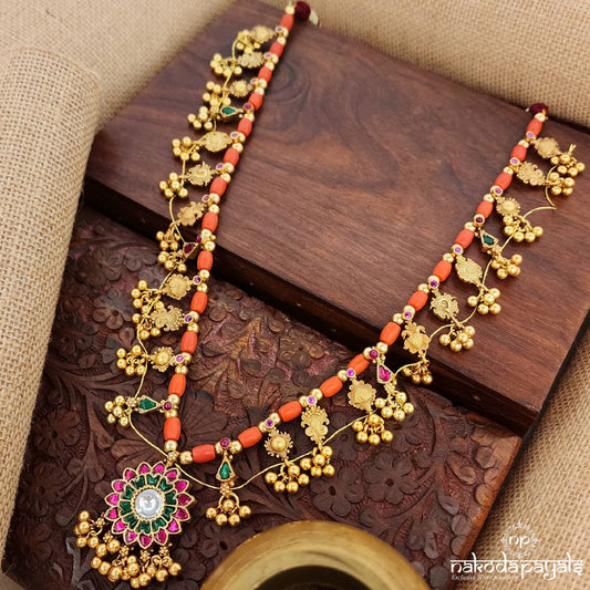 Coral Saaj Kundan Neckpiece (Gn8866)