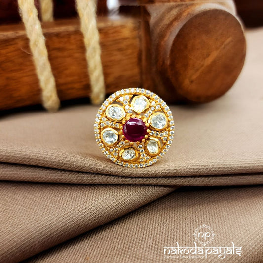 Moissanite Ruby Finger Ring (F2915)