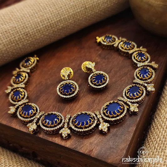 Purplist Blue Neckpiece With Earrings (Gn8616)
