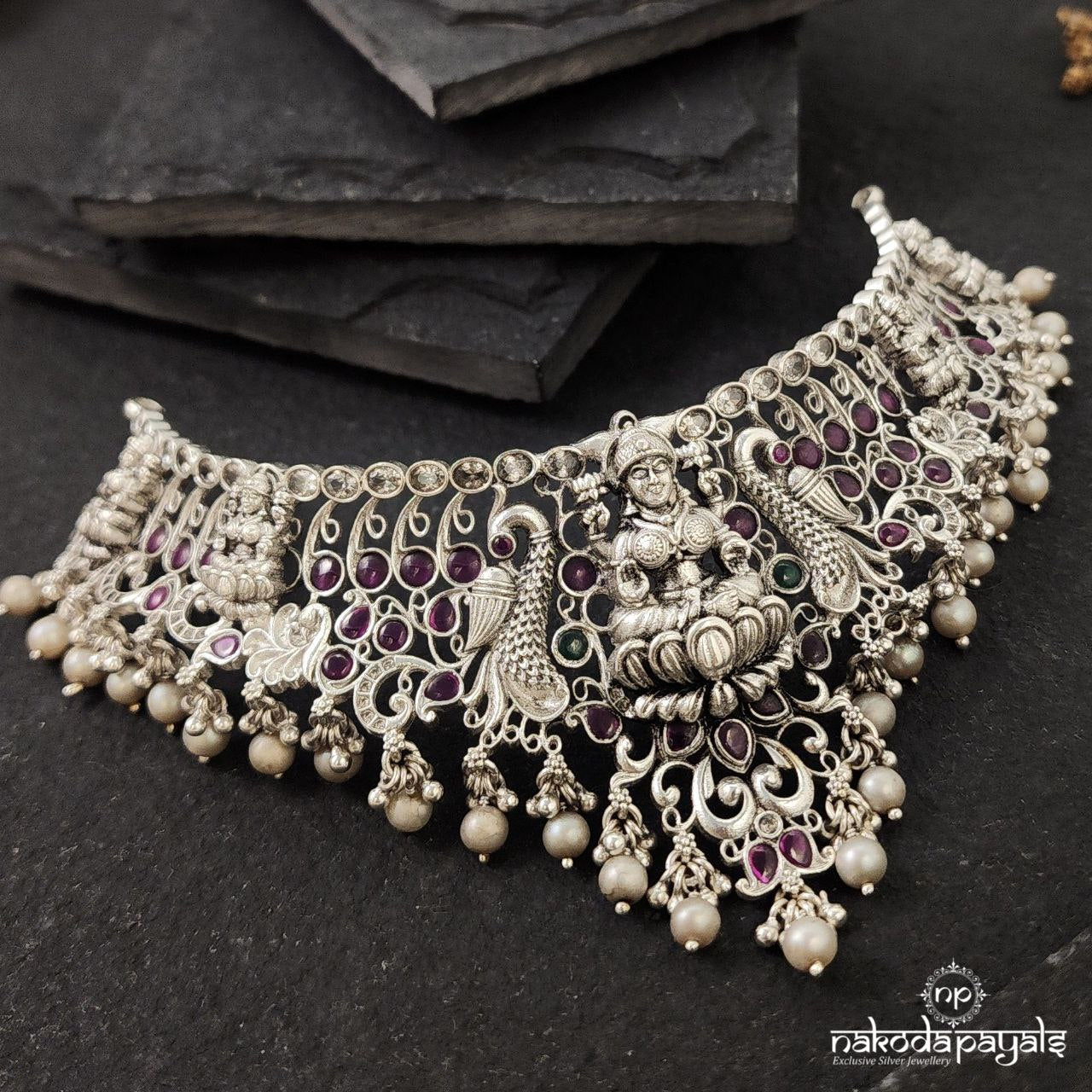 Twin Peacock Lakshmi Choker (N10537)