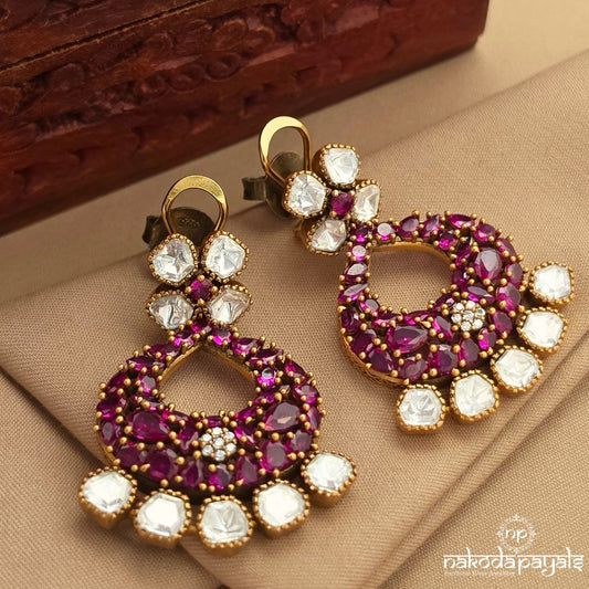 Cute Red Moissanite Earrings (Ge11031)