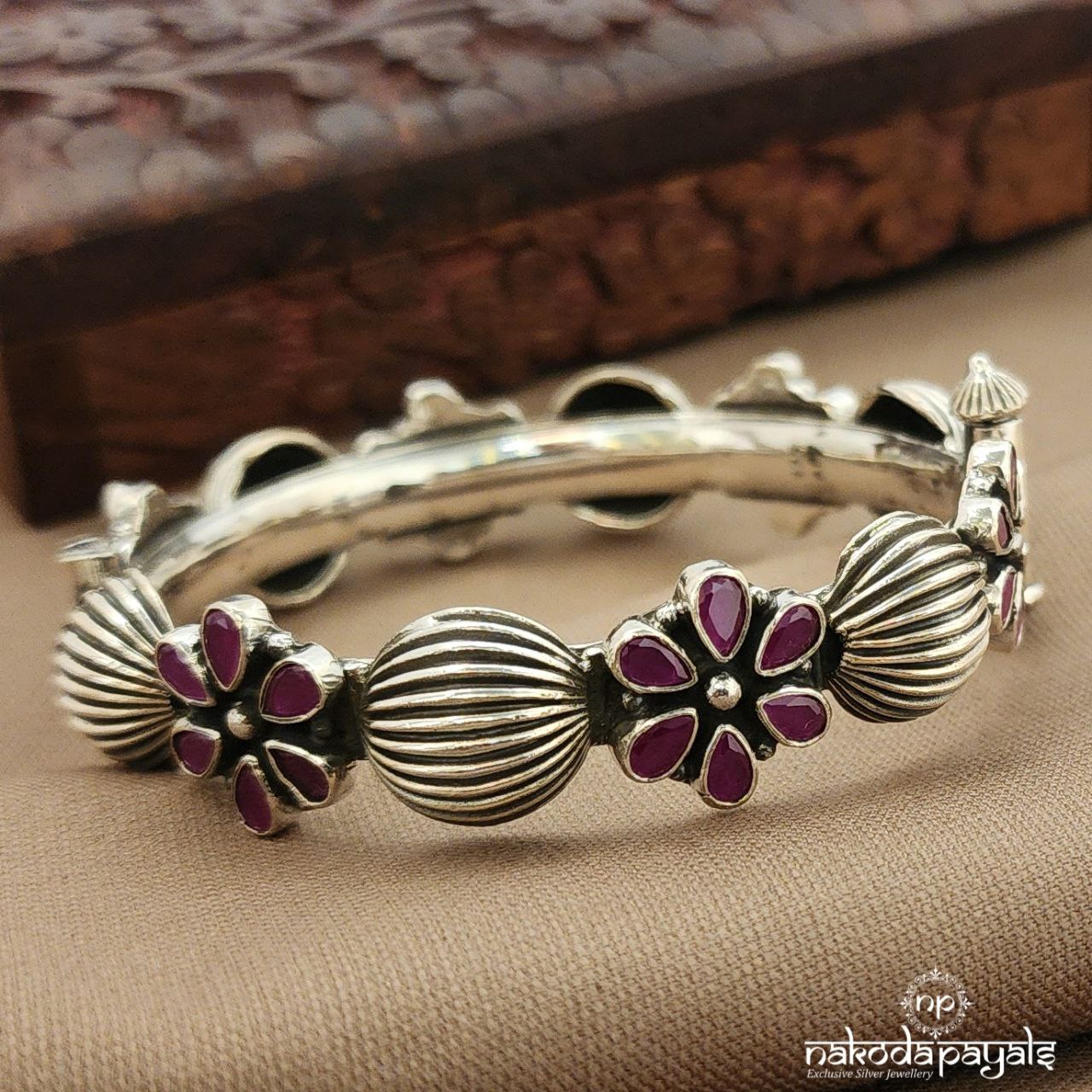 Pink Floral Screw Kada  (K6261)