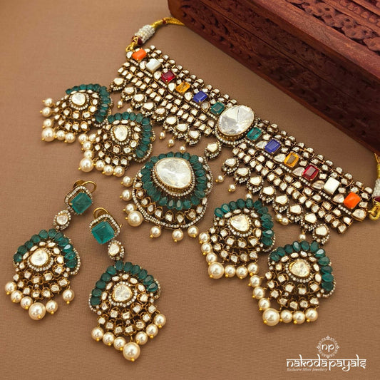 Navaratna Choker With Earrings (Gn10042)