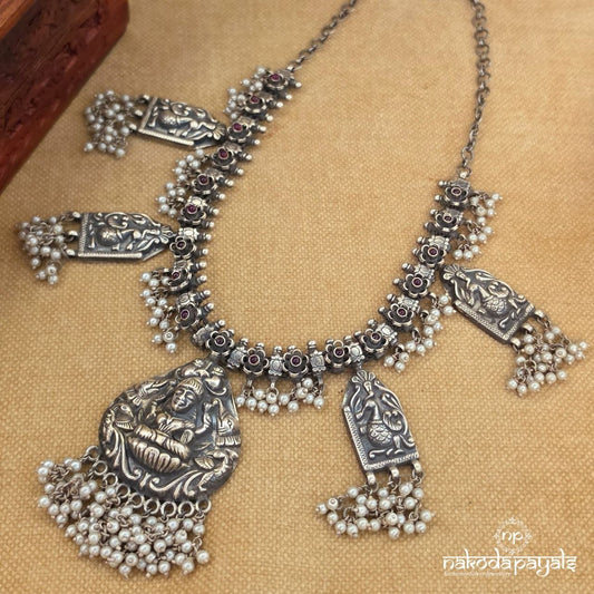 Elegant Pearl Floral Lakshmi Neckpiece (N12063)