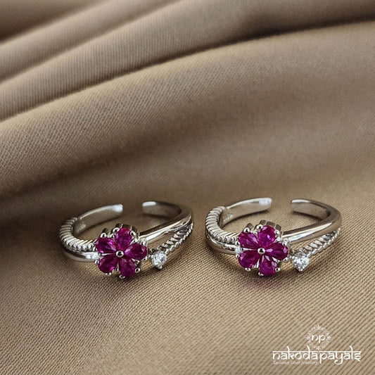 Pink Flower Toerings (T4345)