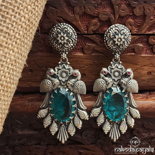 Emerald Green Peacock Earrings (C3703)