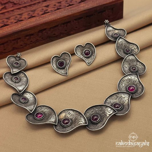 Sweetheart Pink Neckpiece With Earrings (N11728)