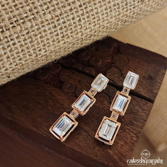 Rectangular Floral Earrings (St3259)
