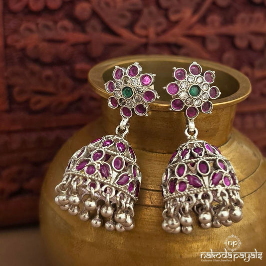 Floral Pink Jhumka (J1573)