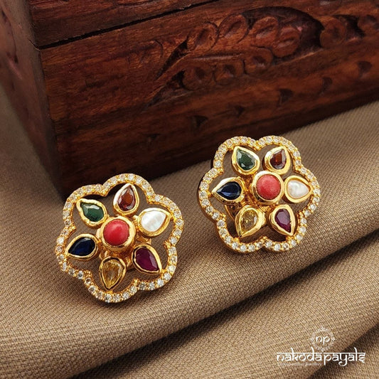 CZ Navaratna Studs (Ge10434)
