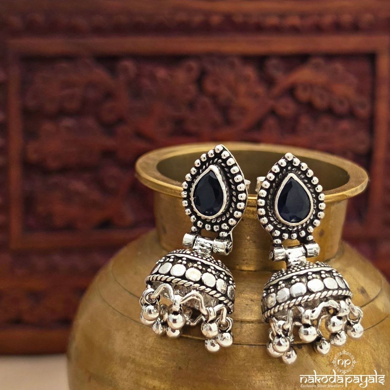 Blue Drop Ball Drop Jhumka (J1832)
