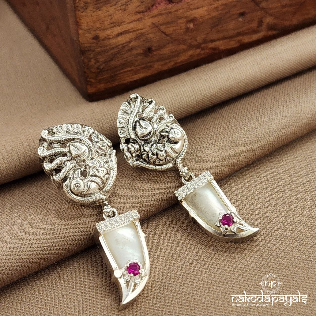 Peacock MOP Nail Earrings (C3795)
