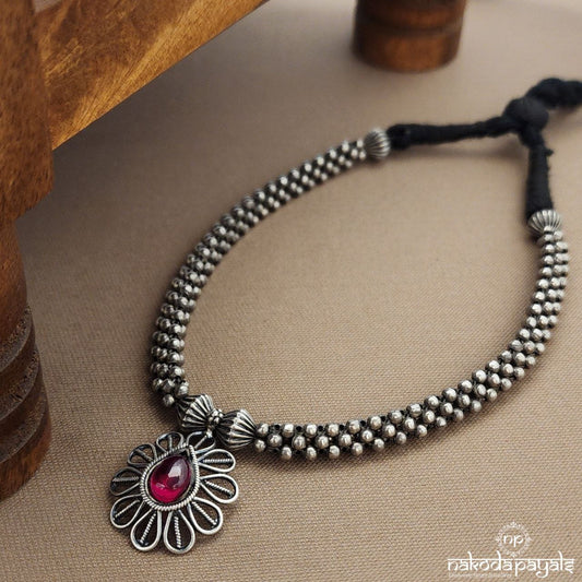 Emerald Red Oxidised Neckpiece (N11137)