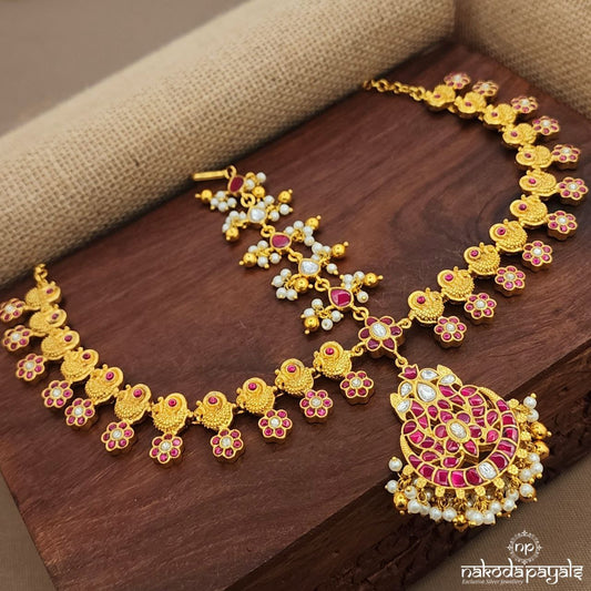 Kundan Peacock Pearled Drops Matha Patti (Gm1085)