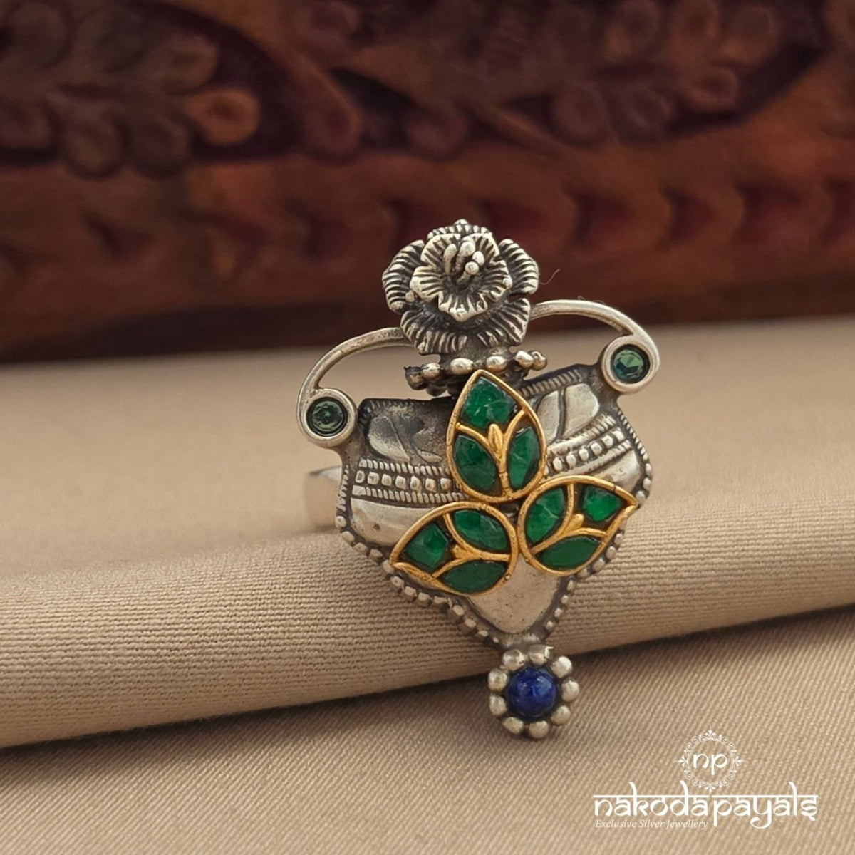Greenish Kundan Finger Ring (F3039)