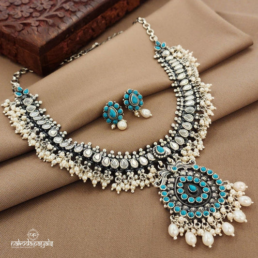 Turquoise Neckpiece With Earrings (N11452)