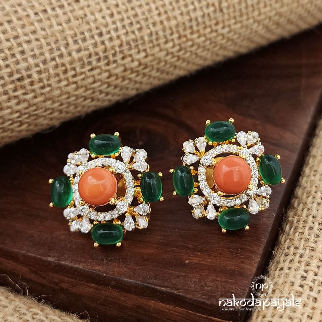 Coral CZ Studs (Ge9613)