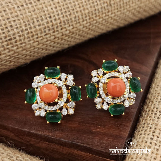 Coral CZ Studs (Ge9613)