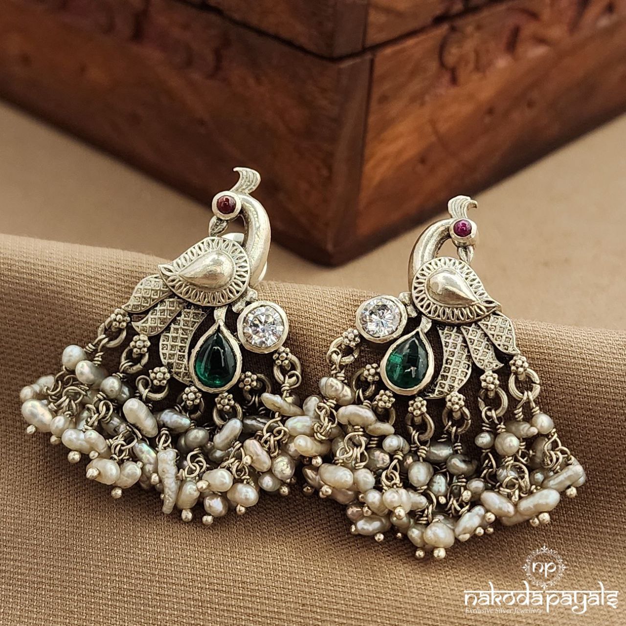 Green Peacock Guttapusalu Studs (S3733)