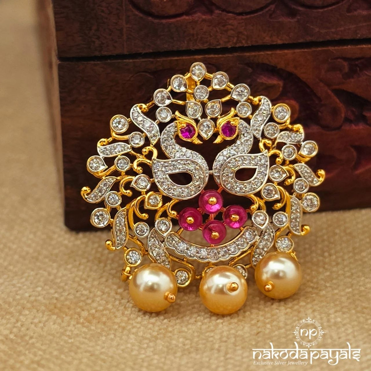 Twin Birdy Pearl Pendant (Gp2663)