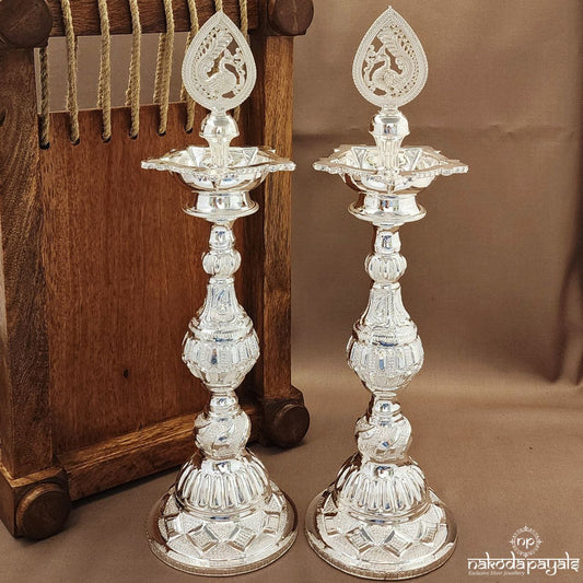 " 13 Inch " Leafy Peacock Deepam Pair (Aa2309)