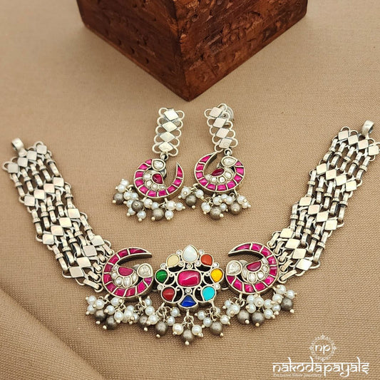 Navaratna Kundan Neckpiece With Earrings (N11256)