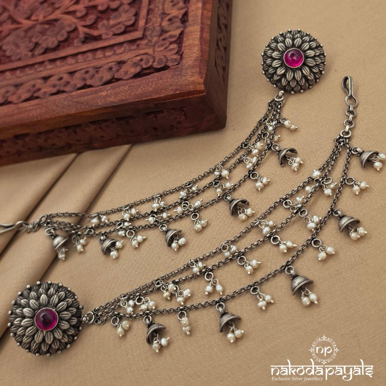 Pink Floral Stud With Maati (M0465)
