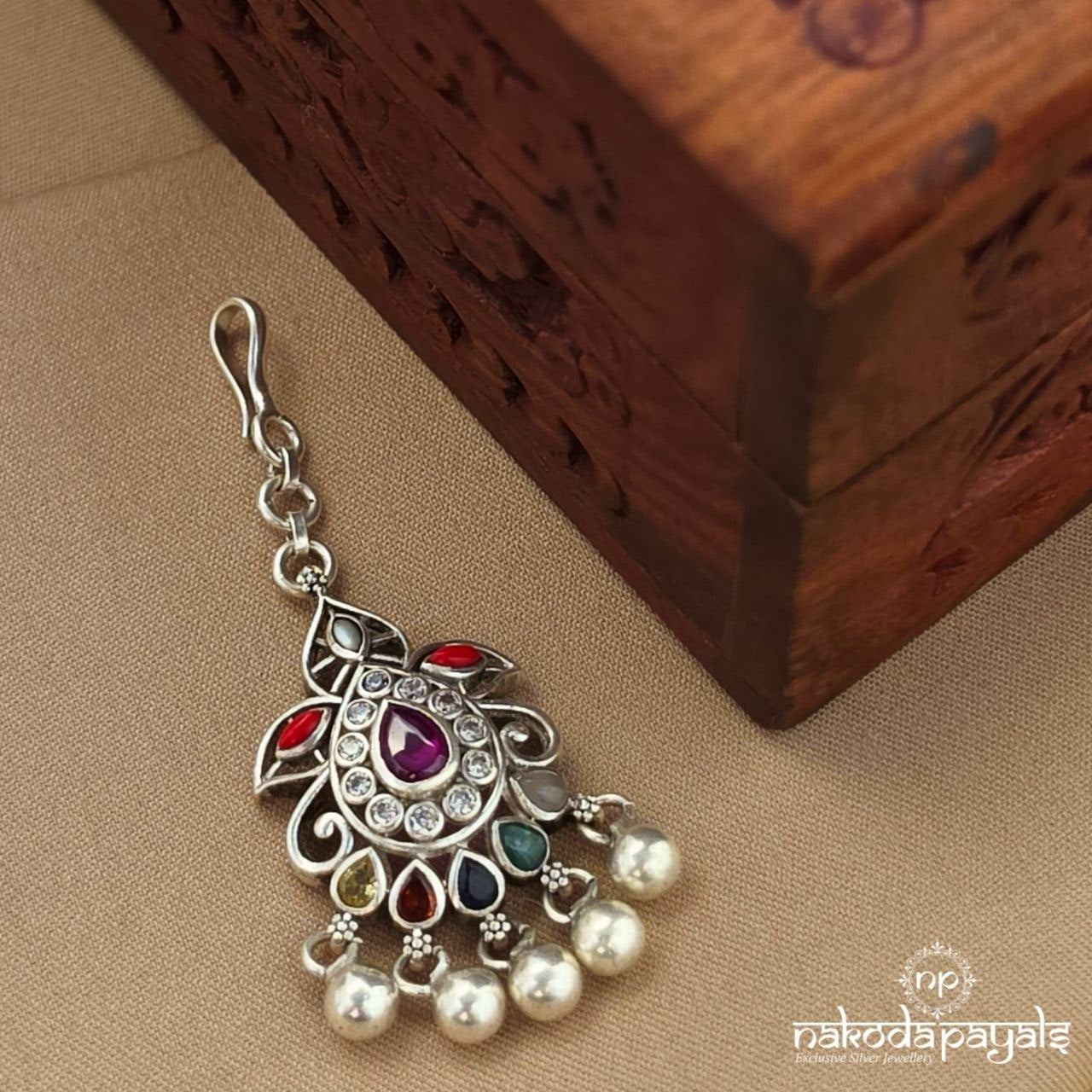 Navaratna Ball Drop Maang Tikka  (M0496)