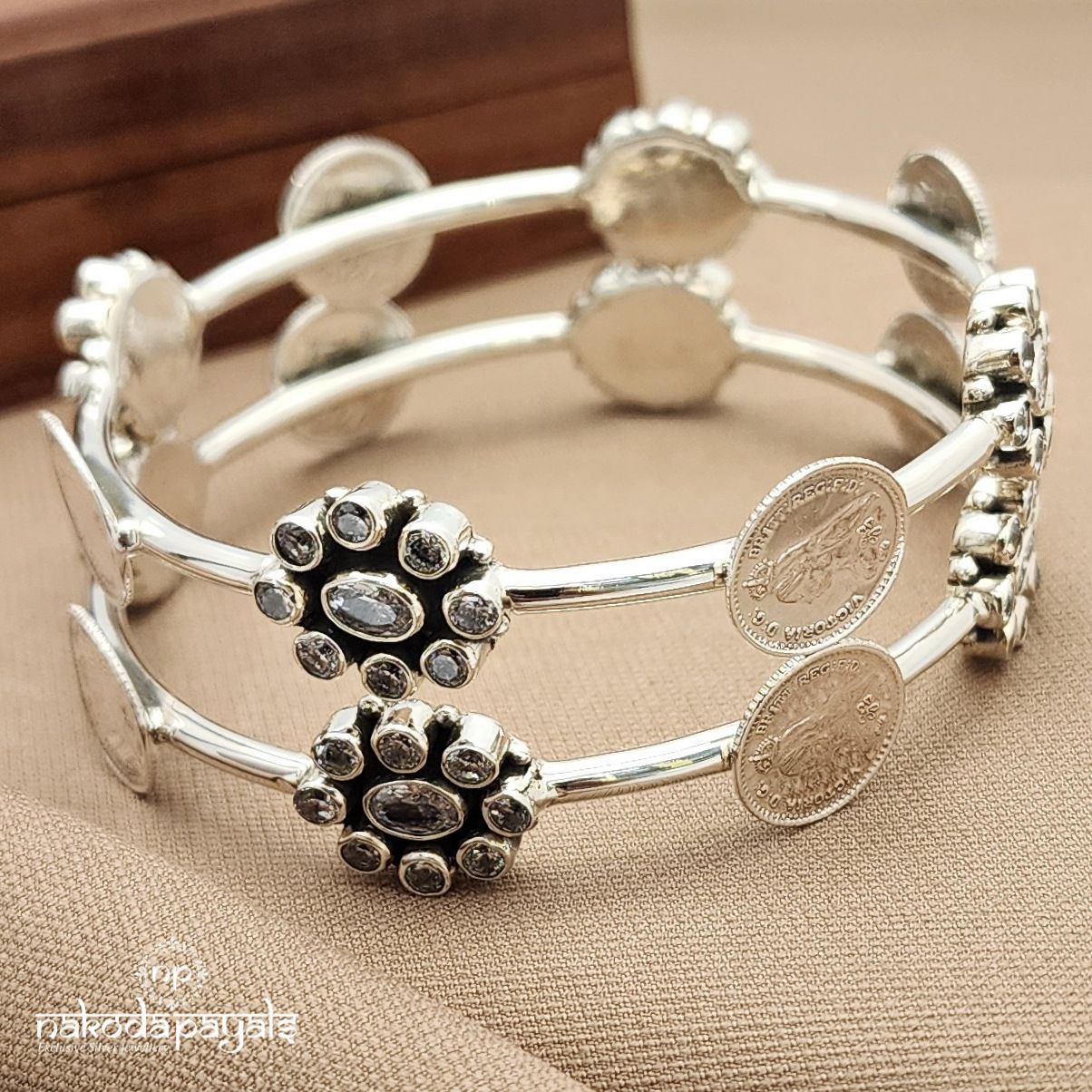 Coined White Bangle Pair (K6100)