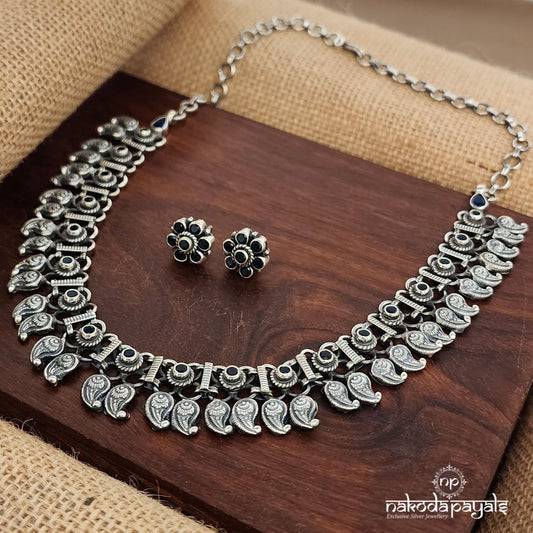 Mango Drop Blue  Neckpiece With Earrings (N10972)