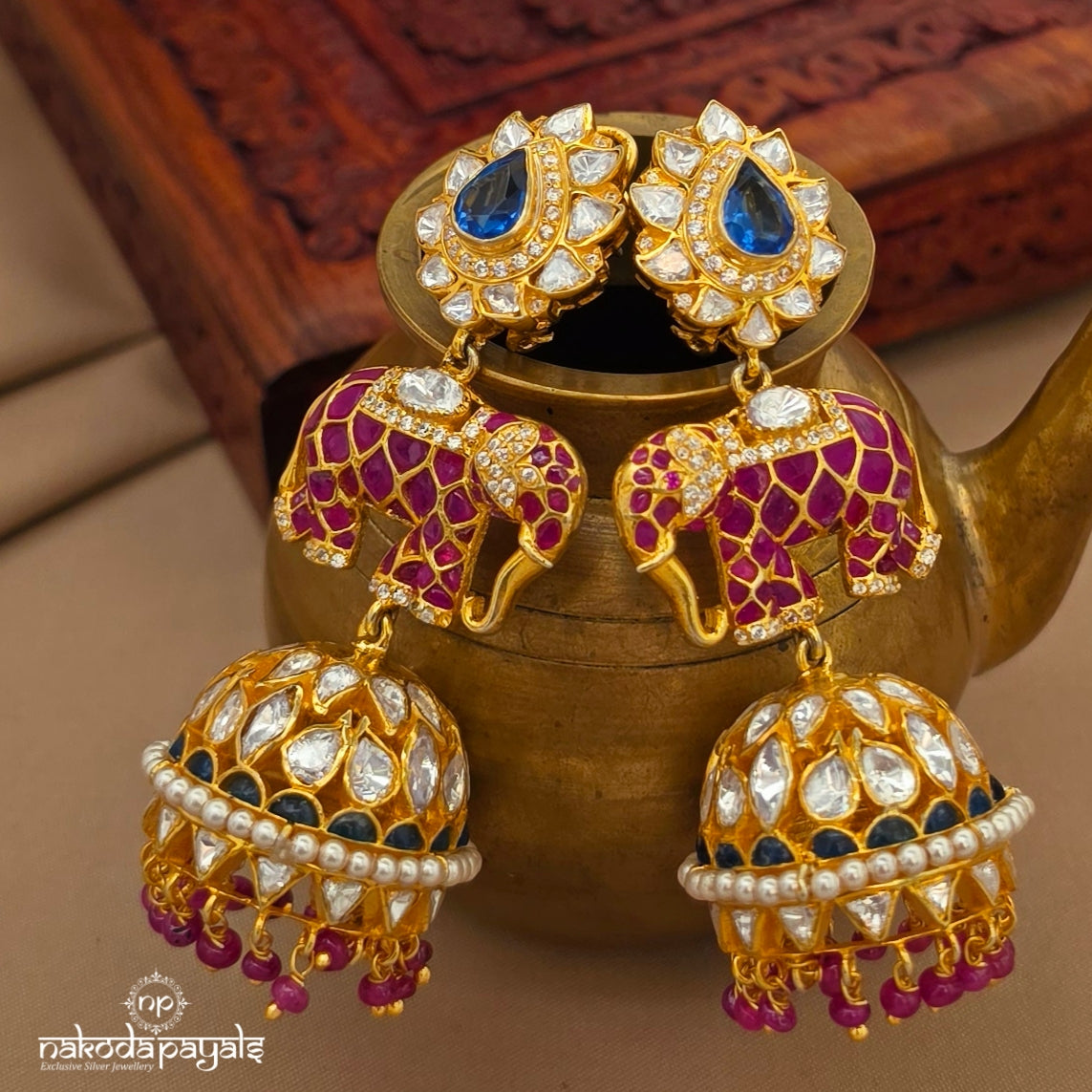 Resplendent Elephant Jhumka (Ge10930)
