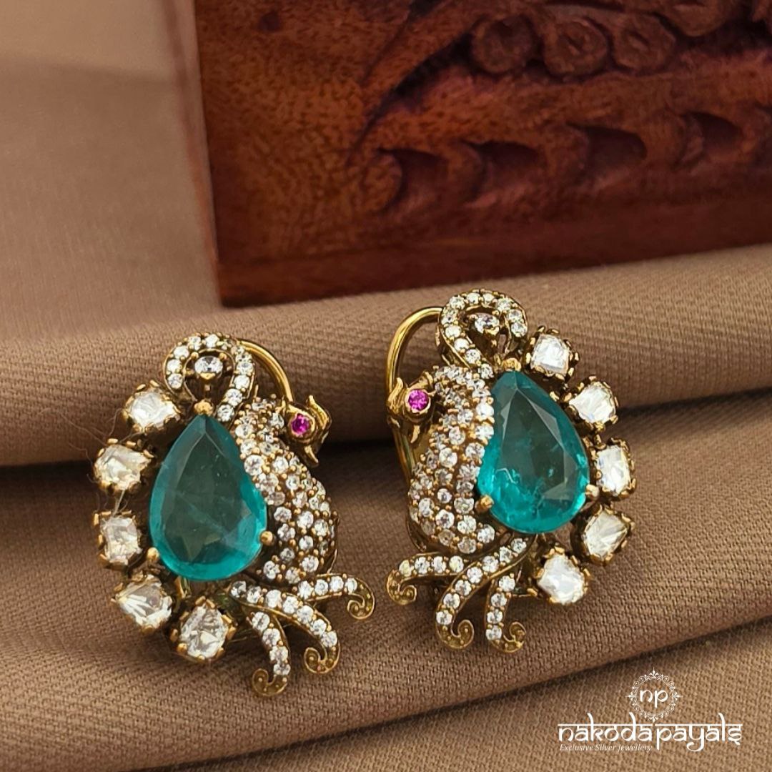 Green Peacock Studs (Ge10474)