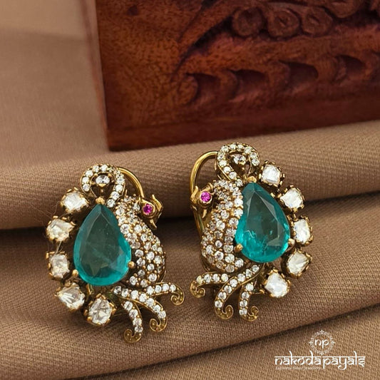 Green Peacock Studs (Ge10474)