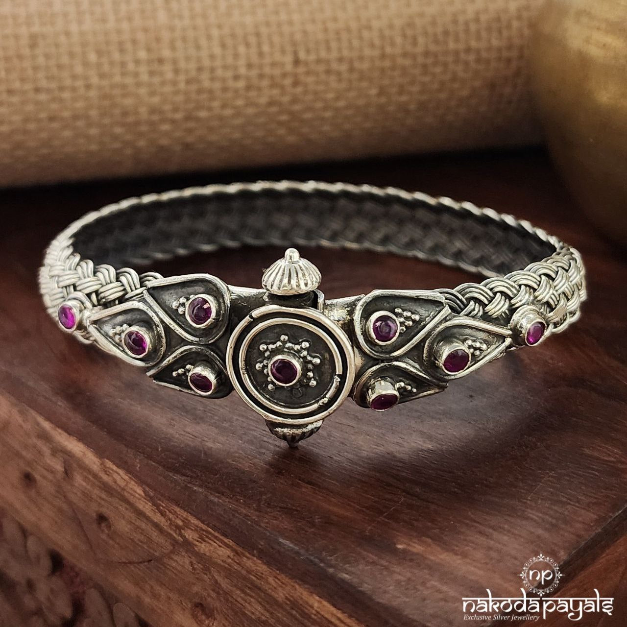 Pink Braided Screw Kada (K5117)