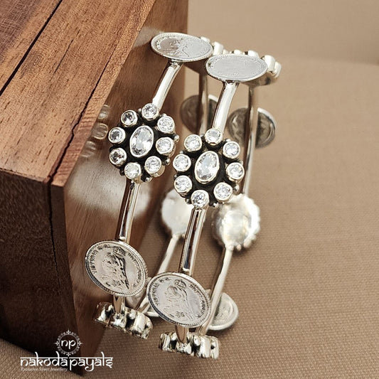 Coined White Bangle Pair (K6100)