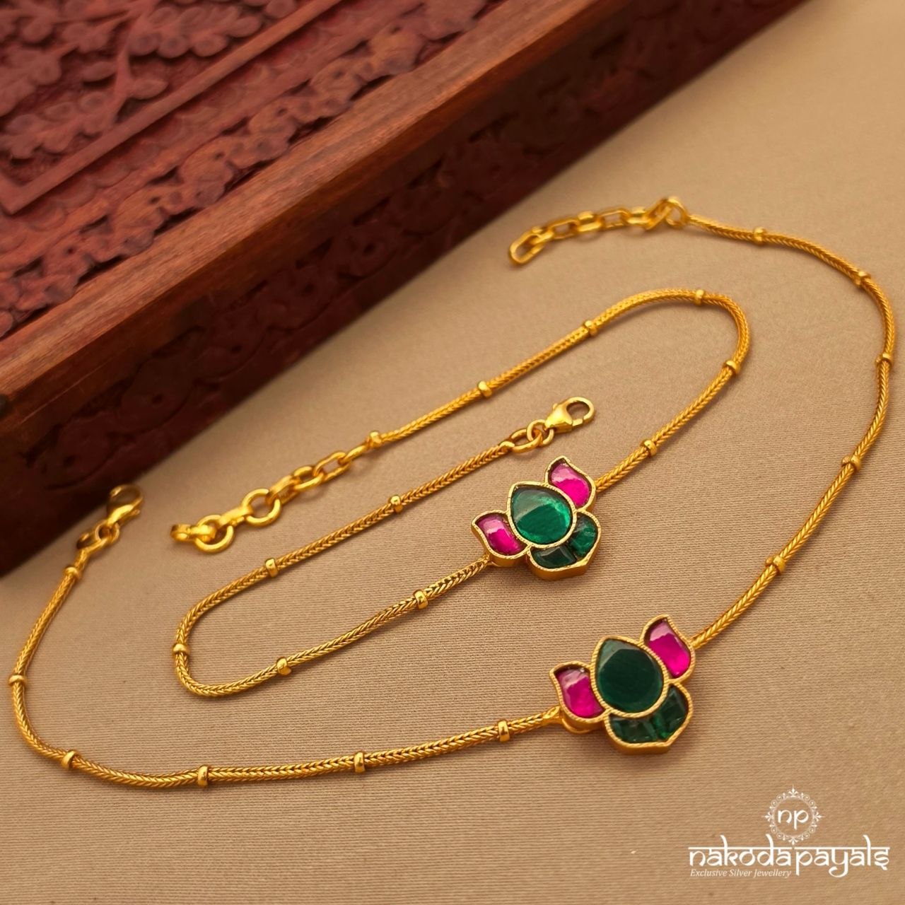 Kundan Lotus Anklets (A6882)