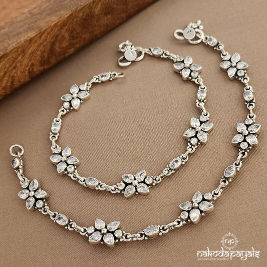 White Cutstone Anklets (A6574)