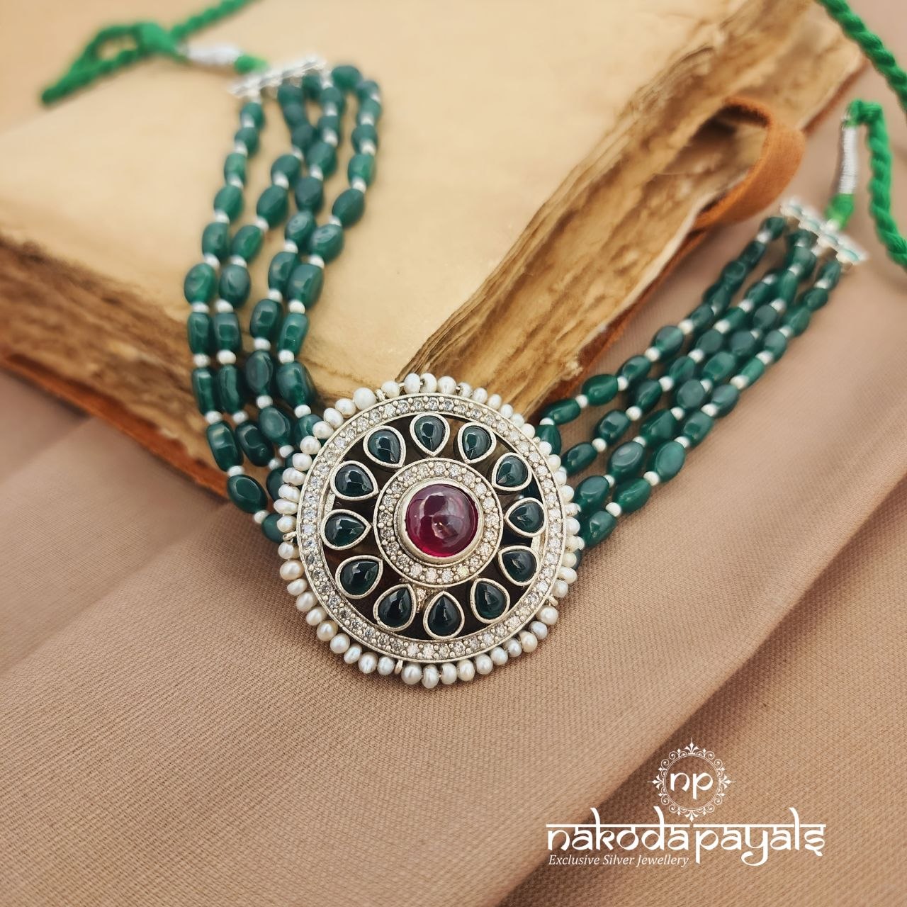 Green Beads Choker (N11662)