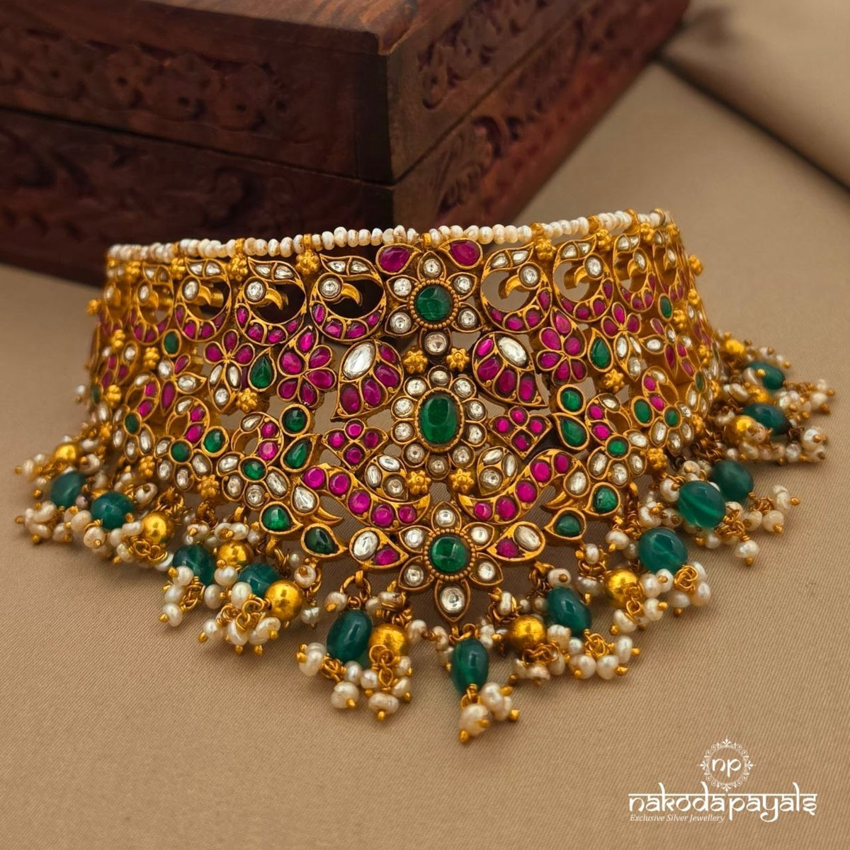 Stiff Kundan Peacock Choker (Gn10902)