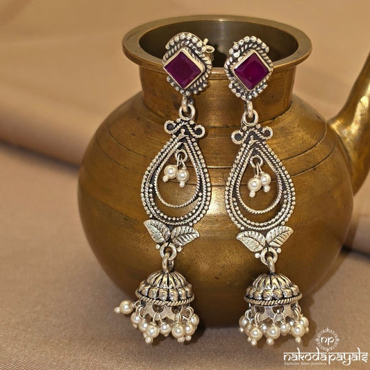 Squarish Red Jhumka (J1729)