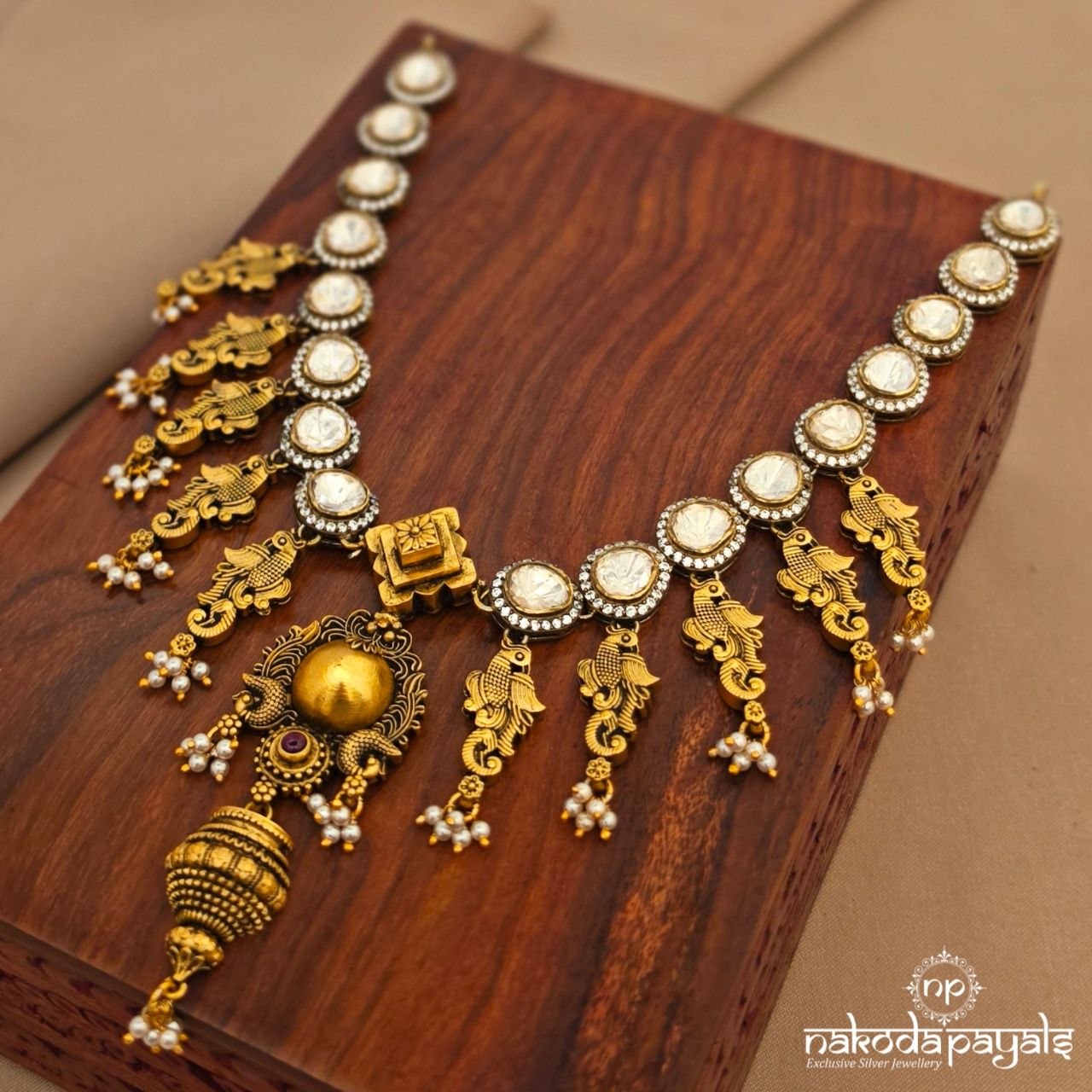 Moissanite Pearl Drop Neckpiece (Gn10499)
