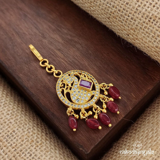 Peacock Red Drop Maang Tika (Gm1001)