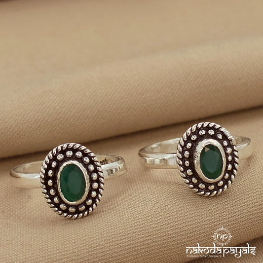 Preety Green Dot Toerings (T4884)