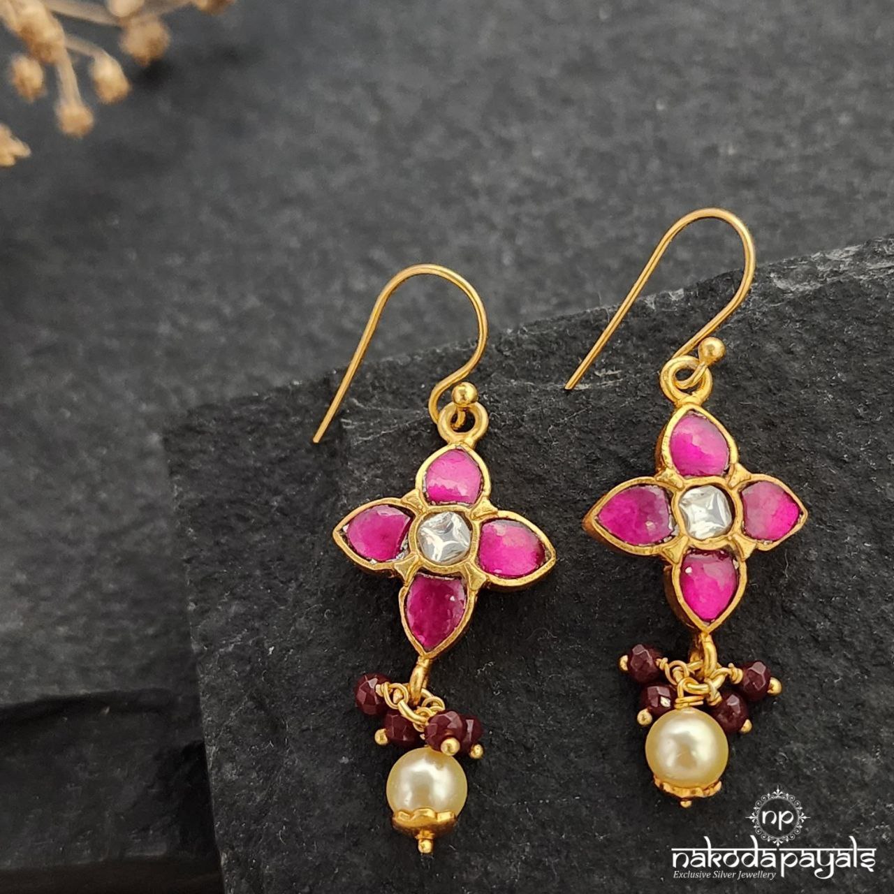 Pink Kundan Floral Hanging (Ge8837)