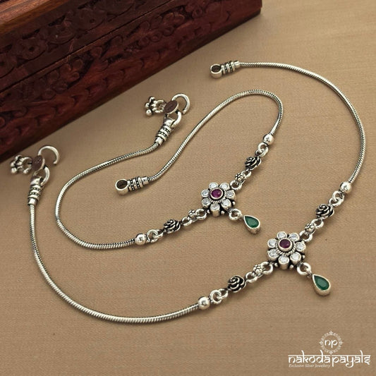 Red Dot Floral Anklet (A6993)