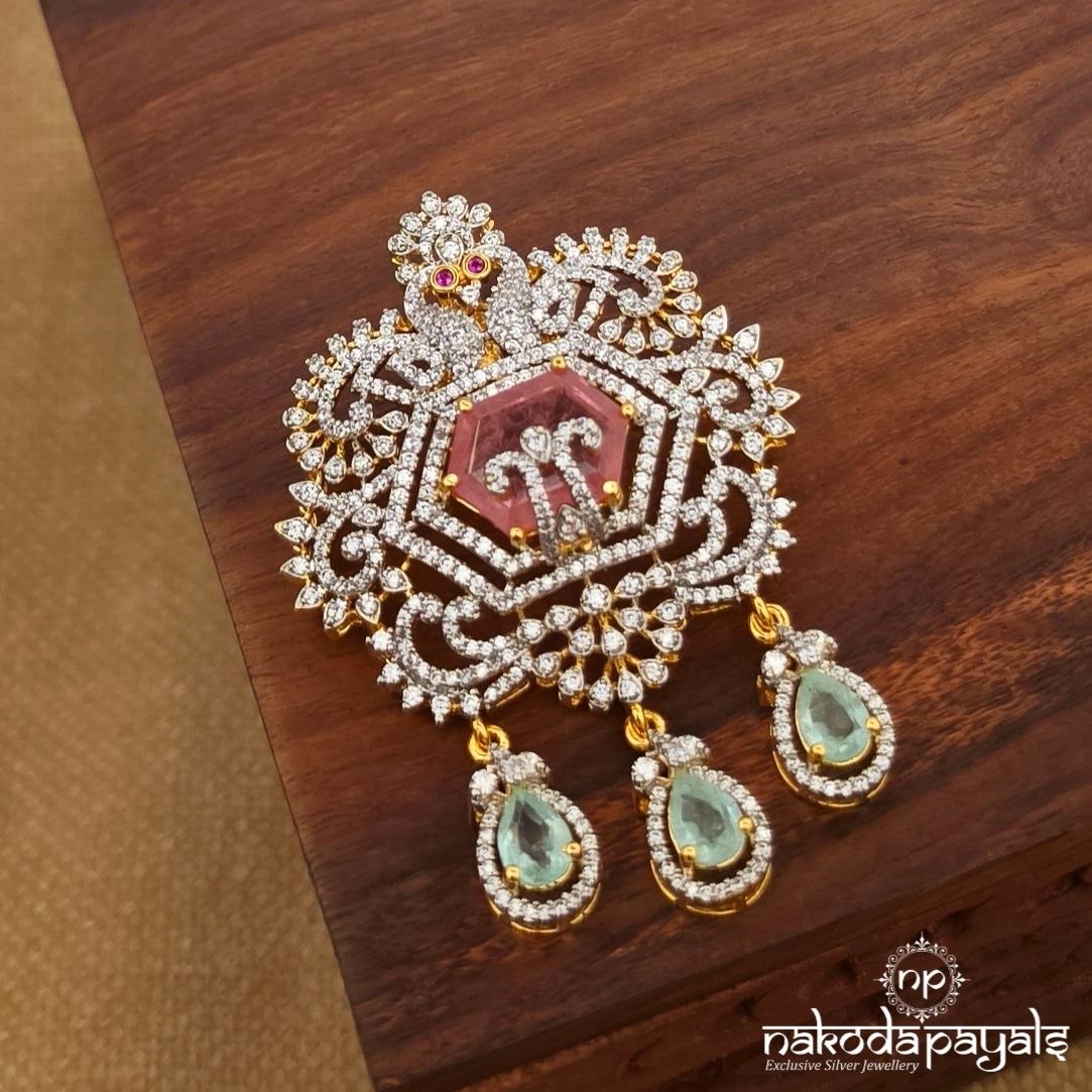 Twin Peacock  Moissanite Pendant (Gp2660)