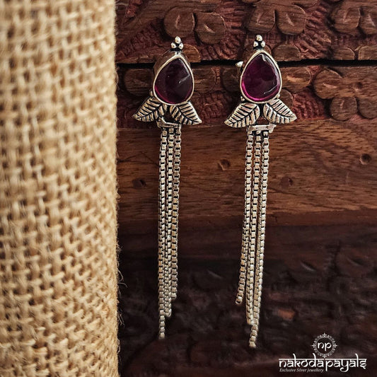 Pink Leafy Dangling Earrings (C3638)